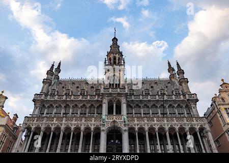 Architectural details of the Brussels Town Hall main facade. Belgium. Stock Photo