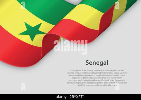 3d ribbon with national flag Senegal isolated on white background with copyspace Stock Vector