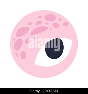 Cute eyeball planet with dinosaur spots 2D cartoon conceptual object Stock Vector
