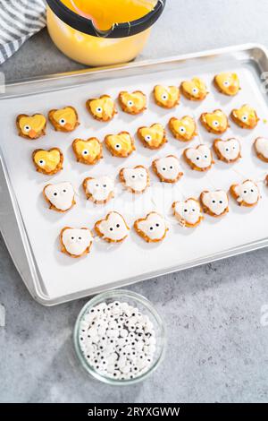 Easter Chocolate Covered Pretzel Bunnies and Ducklings Stock Photo