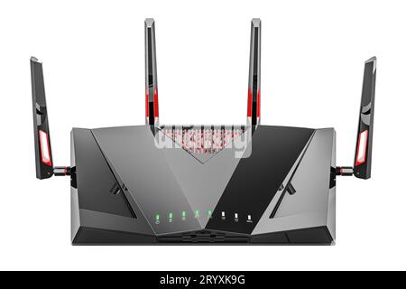 Wireless Internet Router. Dual Band Gigabit Wireless Internet Router, High-Speed. 3D rendering isolated on white background Stock Photo