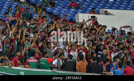 Kolkata, India. 02nd Oct, 2023. Fans of Mohun Bagan Super Giants seen during the match 2 - Group D of the AFC Cup 2023-24 season played between Mohun Bagan Super Giant (India) and Maziya Sports & Recreational Club (Maldives) held at Salt Lake Stadium. Final score; Mohun Bagan SG - 2:1 Maziya Credit: SOPA Images Limited/Alamy Live News Stock Photo