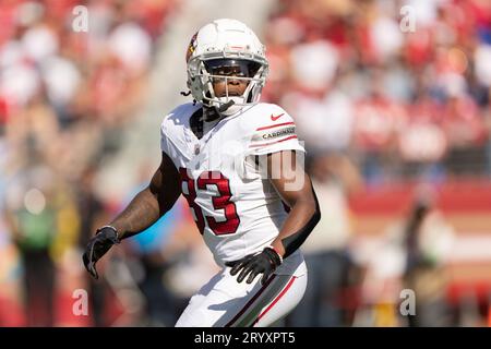 Oct 1, 2023; Santa Clara, CA, USA;  Arizona Cardinals wide receiver Greg Dortch (83) during the third quarter against the San Francisco 49ers at Levi’s Stadium.  (Stan Szeto/Image of Sport) Stock Photo