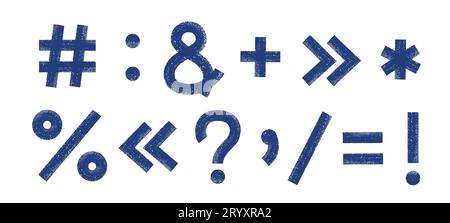 Bold brush line punctuation marks. Black textured ink strokes. Stock Vector