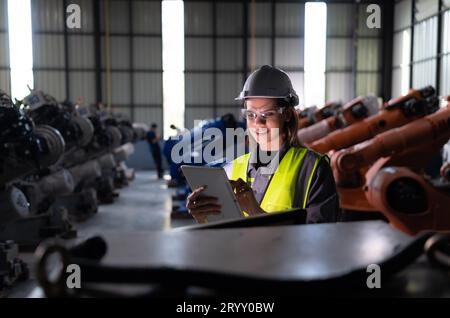 The electronic circuit board used to control the operation of the robotics arm. It is a artificial intelligence that engineers h Stock Photo