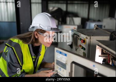The electronic circuit board used to control the operation of the robotics arm. It is a artificial intelligence that engineers h Stock Photo