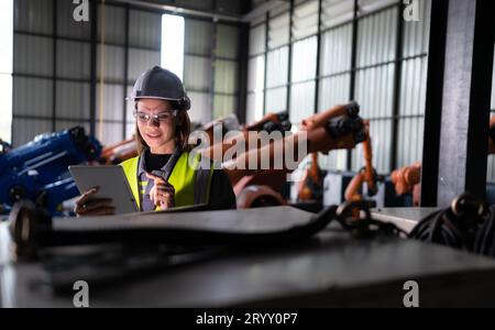 The electronic circuit board used to control the operation of the robotics arm. It is a artificial intelligence that engineers h Stock Photo