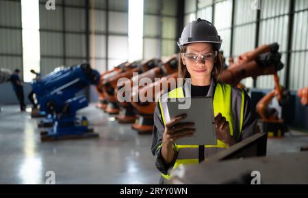 The electronic circuit board used to control the operation of the robotics arm. It is a artificial intelligence that engineers h Stock Photo