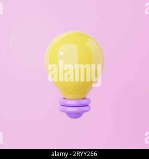 Minimalism light bulb with a blink on pink background. Object and creative idea symbol concept. 3D illustration rendering Stock Photo