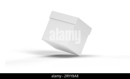 White box mockup on white background with shadow. Packaging and container concept. 3D illustration rendering Stock Photo