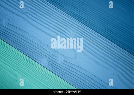 Top diagonal view of blue wooden textured background backdrop. Abstract wallpaper pastel blue ocean color Stock Photo