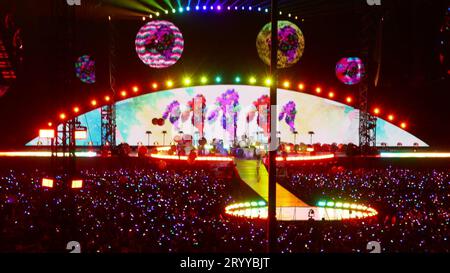 Pasadena, California, USA 1st October 2023 Coldplay Music of the Spheres Concert Tour at Music of the Spheres Concert LA Night 2 at Rose Bowl on October 1, 2023 in Pasadena, California, USA. Photo by Barry King/Alamy Stock Photo Stock Photo