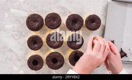 Unicorn rainbow chocolate cupcake Stock Photo