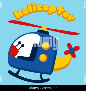 helicopter cartoon on blue sky background Stock Vector