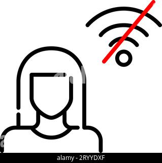 User with no internet. No wifi signal. Pixel perfect icon Stock Vector