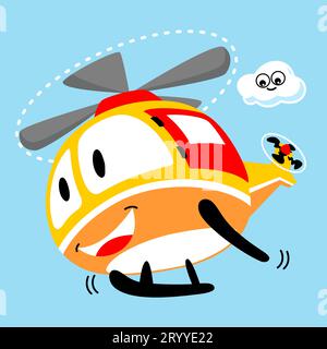 cute helicopters cartoon flying in the sky Stock Vector