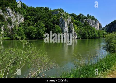 Danube Gorge near Weltenburg in the Lower Bavarian district of Kelheim, Bavaria, Germany; Stock Photo