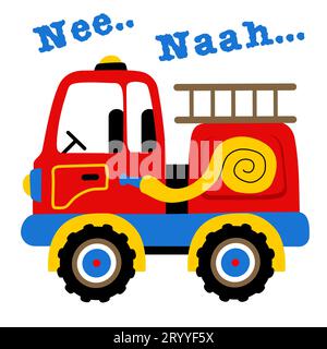 Vector cartoon illustration of fire truck Stock Vector