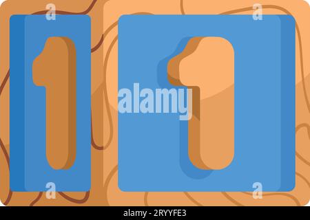 block wooden toy number Stock Vector