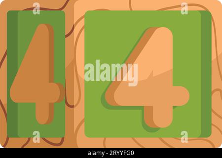 block wooden toy number four Stock Vector