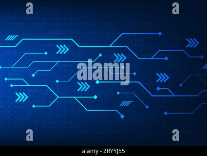 Technology circuit board background with arrows going forward On the back is a technology code. The connection of the technology circuit is the one th Stock Vector