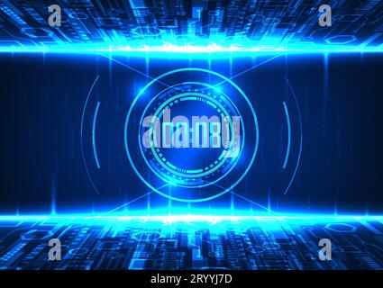 Technology time with code background technology circle The concept of large data transmission through the internet network can transmit data quickly. Stock Vector