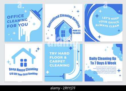 Social media web post set for cleaning company Stock Vector