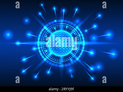 Technology processor with technology circle That keeps processing the received data of the system and sends it to the operating system to continue wor Stock Vector
