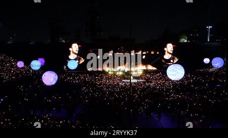 Pasadena, California, USA 1st October 2023 Coldplay Music of the Spheres Concert Tour at Music of the Spheres Concert LA Night 2 at Rose Bowl on October 1, 2023 in Pasadena, California, USA. Photo by Barry King/Alamy Stock Photo Stock Photo