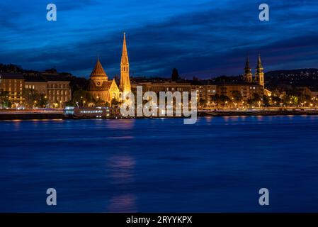 Night cityscape view of Danube river and Budapest capital of Hungary on 12 May 2023 Stock Photo