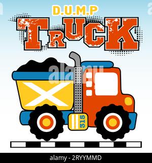 Dump truck, vector cartoon illustration Stock Vector