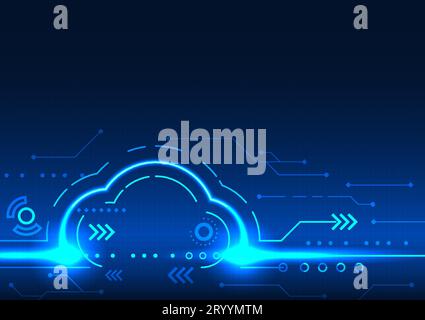 Technology cloud with technology circuit board The concept of sending data into the cloud system is a technology for storing important data and sharin Stock Vector
