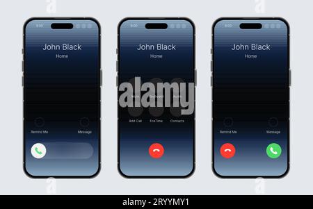 Phone Call Mockup, Incoming Call, Answering to Caller, Mobile app Telephone User Template Design, Simple Icon  Stock Vector
