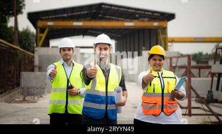 Architect portrait construction supervisor and construction engineer working on a construction project Stock Photo