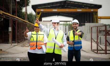 Architect portrait construction supervisor and construction engineer working on a construction project Stock Photo