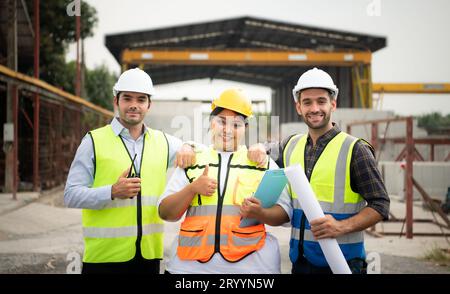 Architect portrait construction supervisor and construction engineer working on a construction project Stock Photo