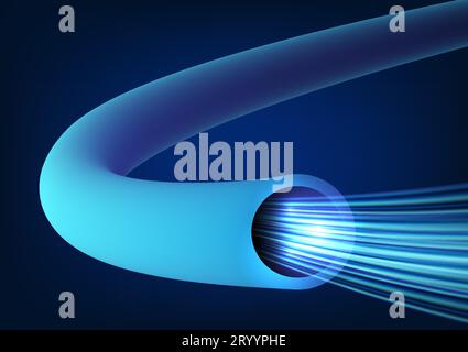 3D wire technology. Wire tubes use circular shapes to be arranged together. Focus on dark blue tones. Suitable for posters and technology Stock Vector