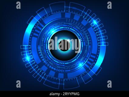 Technology eye with technology circle The concept of searching for information through the internet network Finds information at any time to use in so Stock Vector