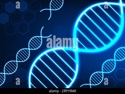 DNA molecular structure technology background shows the connection of the DNA structure for information used in medicine Suitable for poster work and Stock Vector
