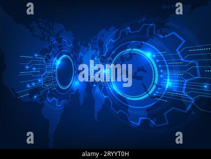 World map technology background It conveys information through the internet network that can access information anywhere in the world. or doing intern Stock Vector
