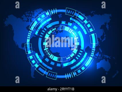 World map technology background It conveys information through the internet network that can access information anywhere in the world. or doing intern Stock Vector