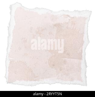 Ripped beige watercolor paper note message isolated on white background. Template Stock Photo