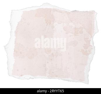 Ripped beige watercolor paper note message isolated on white background. Template Stock Photo