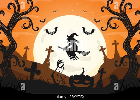 hand drawn vector halloween background illustration Stock Vector