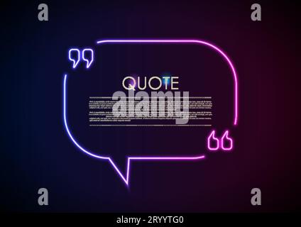 Quote speech bubble abstract laser neon frame background. Vector design Stock Vector