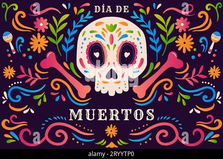 gradient dia de muertos background illustration vector design Stock Vector