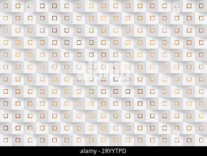 White abstract mosaic background with golden squares. Vector design Stock Vector