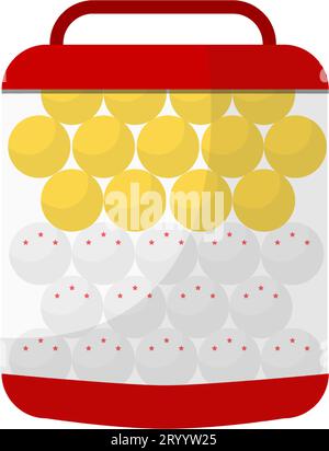 Jar with balls for table tennis, storage container Stock Vector