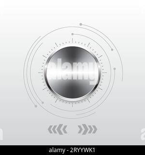 Control button technology background It is a technology that can be used to control light and sound. Aluminum gradient circle with dial display Focusi Stock Vector