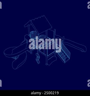 Outline playground outline. Isometric view. Vector illustration Stock Vector